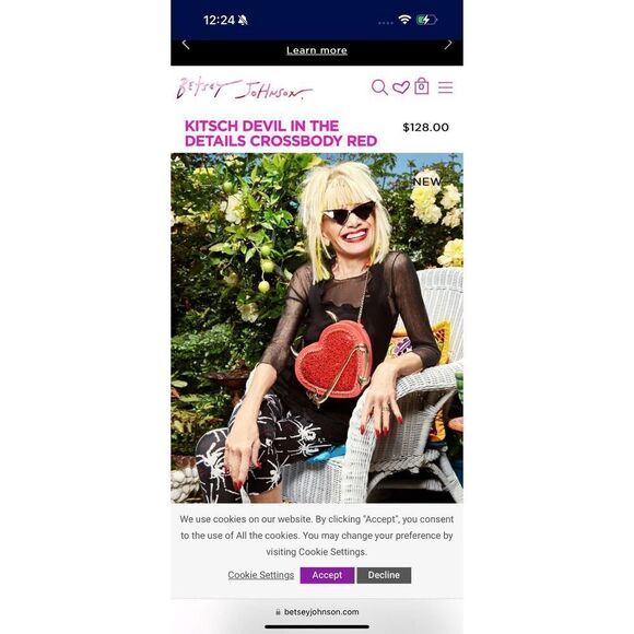 - Betsey johnson devil heart bling gems nwt kitsch crossbody - Picture 4 of 11